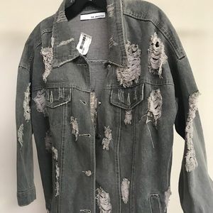Grey Distressed Denim Jacket